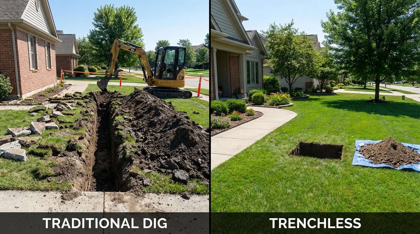 Trenchless sewer repair with minimal yard damage versus traditional excavation in Barceloneta, PR